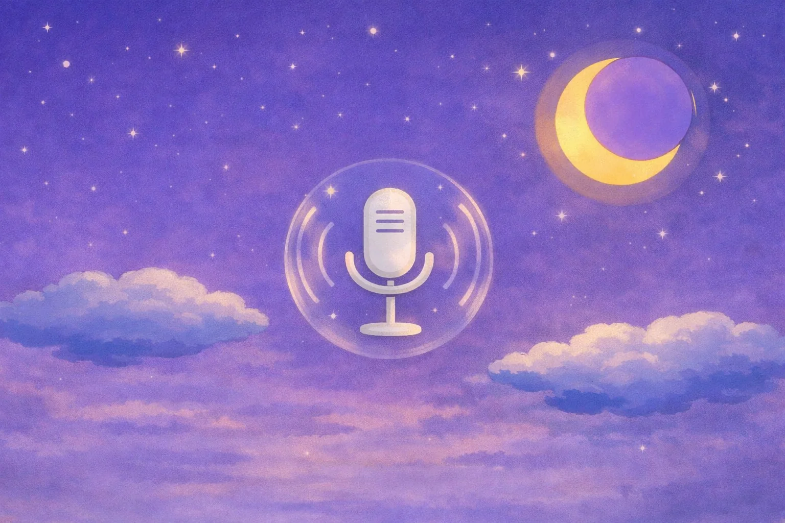 Day Dream app banner with microphone and night sky